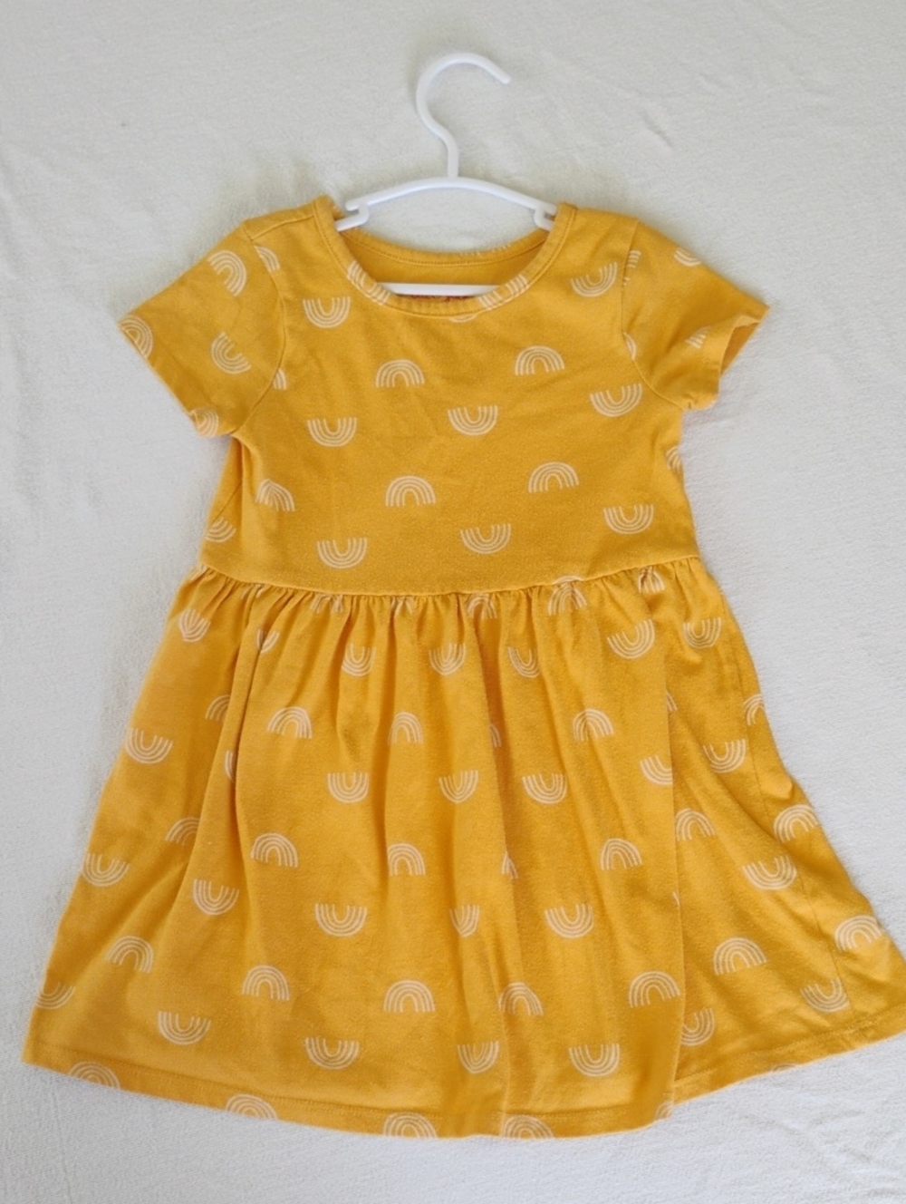 Cat & Jack Mustard Yellow Rainbow-Print Short Sleeve Dress